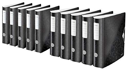 Leitz Wow (Ordner Paket, Schwarz) je 5 Ordner in schmal und breit von Leitz