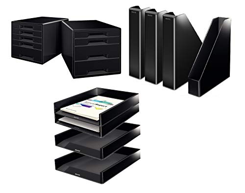 Leitz Wow Schreibtisch Accessoires Ablage Paket schwarz weiß (Ablage Paket, Schwarz) von Leitz
