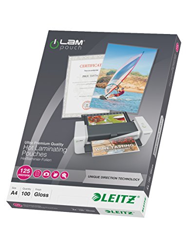 Leitz iLAM UDT Plastikbeutel 100 Stück – Kunststoffhüllen (transparent, EVA (Polyethylen Vinylacetat), Polyethylen Terephthalat (PET), glänzend, A4, 222 mm, 309 mm) von Leitz