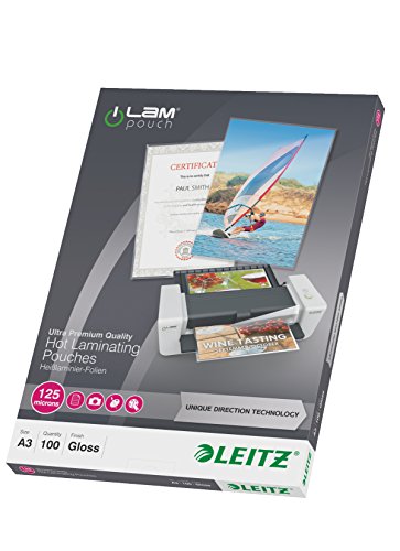 Leitz iLAM UDT Plastikbeutel – Kunststoffhüllen (transparent, EVA (Polyethylen-Vinylacetat), Polyethylen, Terephthalat (PET), glänzend, A3, 309 mm, 435 mm) von Leitz