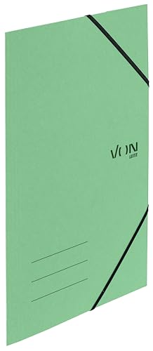 VON Leitz 5er Pack Eckspannermappe A4, Recycling-Karton, Für 150 Blatt, 3 Klappen, Mappe mit Gummizug, Mit modernem VON-Aufdruck, Leichter Ordner für Schule & Zuhause, Mintgrün, 30080050 von Leitz