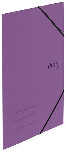 VON Leitz 5er Pack Eckspannermappe A4, Recycling-Karton, Für 150 Blatt, 3 Klappen, Mappe mit Gummizug, Mit modernem VON-Aufdruck, Leichter Ordner für Schule & Zuhause, Violett, 30080065 von Leitz