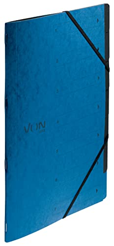 VON Leitz 5er Pack Ordnungsmappe A4 mit 6 Fächern, Karton, Projektmappe, Mit Registern und Gummibandverschluss, Für Schule, Studium & Zuhause, Blau, 30140035 von Leitz