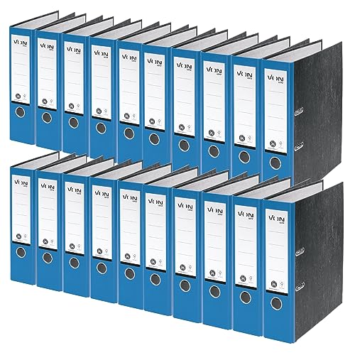 VON Leitz Ordner A4, 20er Pack, 100 % Recyclingpapier, 80 mm Rückenbreite, Für 600 Blatt, Blauer Engel & FSC-zertifiziert, Für Schule, Studium & Zuhause, Blau, 10530035 von Leitz