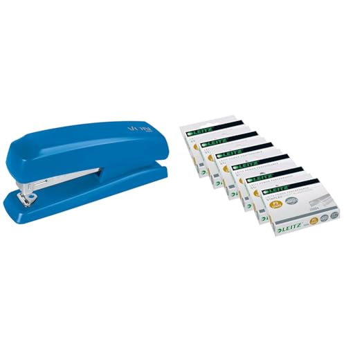 VON Leitz Set 6 x Heftgerät für 20 Blatt + Power Performance Heftklammern P3 (24/6), 6 x 2000 Stück, Tacker mit kompakter Größe ideal für zu Hause, Büro oder Schule, Schwarz, 56200035 + 55701000 von Leitz