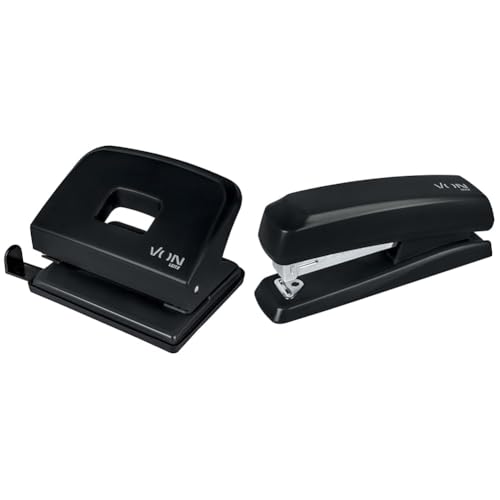 VON Leitz Set Locher & Heftgerät, Für 20 Blatt, Anschlagschiene mit Formatangaben, Kompakte Größe ideal für zu Hause, im Büro oder in der Schule, Metall und Kunststoff, Schwarz, 50200095 + 56200035 VON Leitz Set Locher & Heftgerät, Für 20 Blatt, Anschlagschiene mit Formatangaben, Kompakte Größe ideal für zu Hause, im Büro oder in der Schule, Metall und Kunststoff, Schwarz, 50200095 + 56200035 von Leitz
