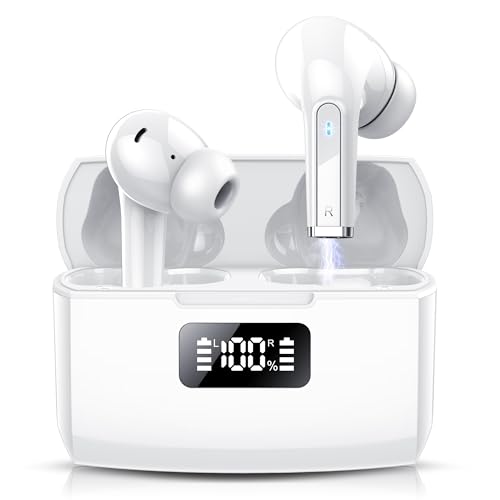Bluetooth Kopfhörer, 2023 Neue In Ear Kopfhörer Kabellos Bluetooth 5.3 Kopfhörer mit 13mm Treiber, 0.05s Niedriger Latenz, 4 ENC Mic mit KI, 48 Std Spielzeit mit LED-Anzeige für Arbeit und Studium von Lekaby