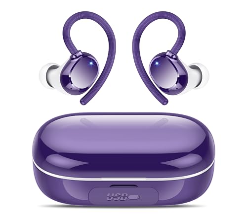 Lekaby Bluetooth Kopfhörer Sport, In Ear Kopfhörer Kabellos Bluetooth 5.3, 128 Std Ultraleicht Earbuds mit Bügel, 2025 Noise Cancelling Ohrhörer, HiFi Stereo, LED Anzeige,IP7 Wasserdicht Joggen von Lekaby