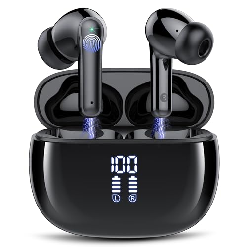 Kopfhörer Kabellos Bluetooth, Kopfhörer Bluetooth 5.3 In Ear Kopfhörer mit 4 ENC Mikrofon, 48 Std Spielzeit, Tiefer Bass 2024 Neue Ohrhörer IP7 Wasserdicht Wireless Earbuds mit LED-Anzeige USB-C von Lekaby