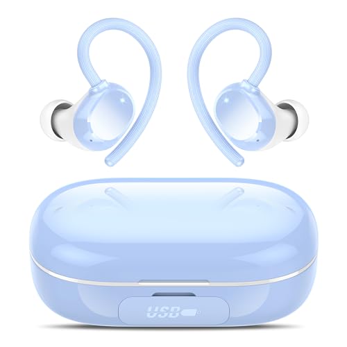 Lekaby Bluetooth Sports Headphones, Wireless Bluetooth 5.3 Headphones with HD Mic, 128 Hours Playtime with LED Display, Deep Bass, IP7 Waterproof Earphones Ear Hooks for Work, Study, Sports von Lekaby