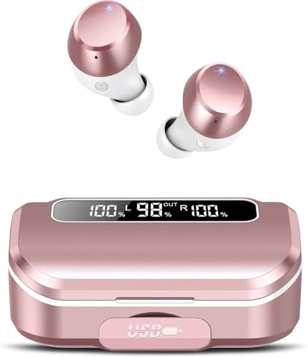 Lekaby Kopfhörer Kabellos Bluetooth, in Ear Kopfhörer Kabellos Bluetooth 5.3 mit HD Mic, Herausragender Sound, 128 Std Spielzeit, Comfort Fit, Dual LED-Anzeige, IP7 Wasserdicht Ohrhörer von Lekaby