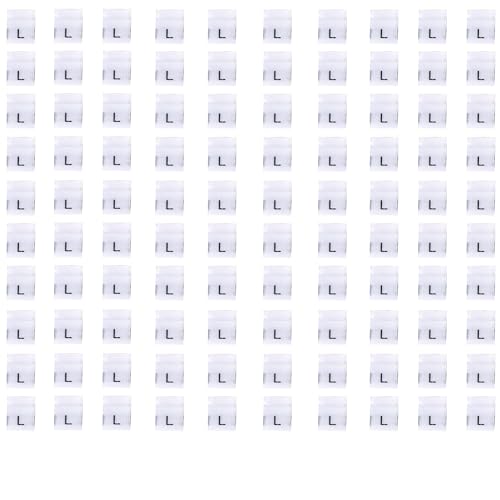 Leliafleury 100 Stück L-Etiketten für Kleidung, Polyester, Nähetiketten, weiß, bestickt, für Kleidung von Leliafleury