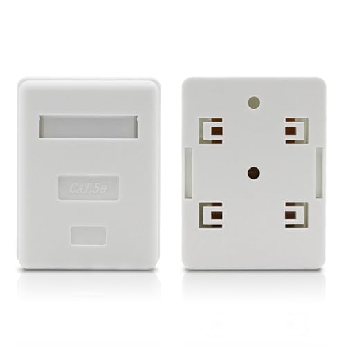 Leloco 2 Stück Netzwerkdose Aufputz CAT 5e, Frequenzbandbreite 100 MHz Unterstützt 1000 Mbit/s (Gigabit) Ethernet Netzwerk Lan Steckdose,Datendose Aufputz oder Unterputz - Geschirmt(Weiß) von Leloco