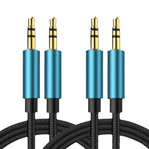 Leloco 3 5 Klinke auf 3 5 Klinke Aux Kabel 2 Stück, Stereo Audio Kabel Nylon Geflochtenes, Klinkenkabel 3,5 für Auto Radio, Kopfhörer, MP3 Player, Handy, PS4, PC, Lautsprecher usw(1,5m) von Leloco