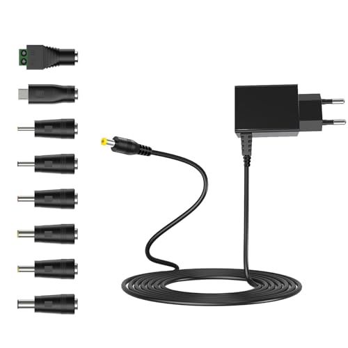 Leloco 6V 1A Netzteil Power Adapter, Steckernetzteil AC 100-240V zu DC 6V 1000mA, 8 DC Stecker für LED Strip, CCTV Kamera, Router, Externe Festplatte (Compatible with 12V Accessories) von Leloco