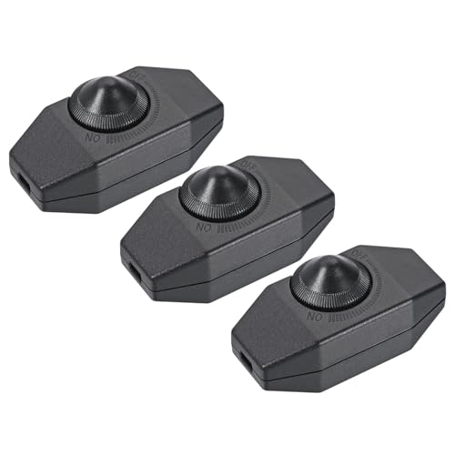 Leloco Dimmer für Led Lampe 3 Stück,Schalter für Led Dimmer 1A/230v（Dimmbare LED） 1-60 Watt, Sichere, Leise, Stabile und Zuverlässige Schnurdimmer(Schwarz) von Leloco