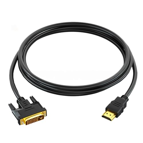 Leloco HDMI auf DVI Kabel 2m - Bidirektionales 1080P DVI-D 24+1 Stecker auf HDMI Kabel - High Speed Adapterkabel für Projektor, Laptop, TV, PC & DVD Player (HDMI DVI Adapter, PVC-Ummantelung) von Leloco