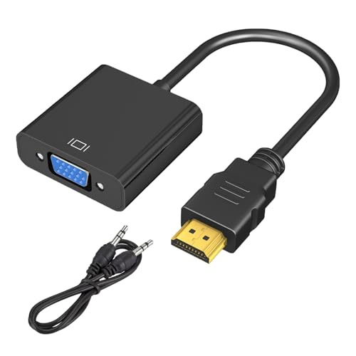 Leloco HDMI auf VGA Adapter 1080P(mit 3,5-mm-Audiobuchse), Unidirektional HDMI to VGA (Stecker auf Buchse) Adapter für Computer, HDTV, Desktop, PC, Monitor, Laptop, Xbox, Projektor von Leloco