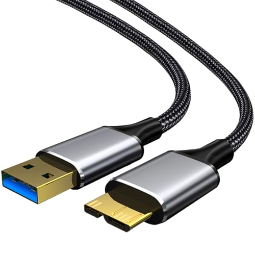 Leloco USB 3.0 Kabel auf Micro B 0,5m, USB3.0A anf USB Micro B Festplatten Kabel 5Gbps, Externe Festplattenkabel, Kompatibel mit Toshiba, WD, Seagate Festplatte usw von Leloco