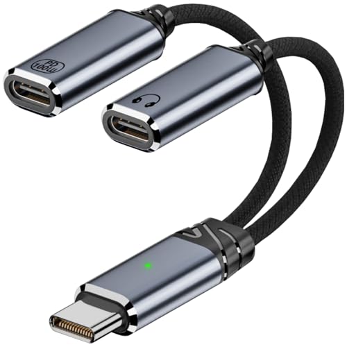 Leloco USB C Splitter 1 zu 2, Typ C Stecker auf 2 USB C Buchsen Kabel, Y Kabel Kopfhörer Adapter und 100W Fast Charging Adapter, für iPhone 16/Pro/Max, Samsung S24/S23 usw Grau Leloco USB C Splitter 1 zu 2, Typ C Stecker auf 2 USB C Buchsen Kabel, Y Kabel Kopfhörer Adapter und 100W Fast Charging Adapter, für iPhone 16/Pro/Max, Samsung S24/S23 usw Grau von Leloco