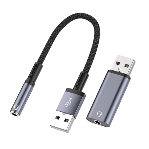Leloco 2 Stück USB Externe Soundkarte auf 3,5 mm Klinke Audio Adapter, Klinke auf USB Soundkarte Kompatibel mit Headset, PC, Laptop, PS4, Lautsprecher, Desktop usw Leloco 2 Stück USB Externe Soundkarte auf 3,5 mm Klinke Audio Adapter, Klinke auf USB Soundkarte Kompatibel mit Headset, PC, Laptop, PS4, Lautsprecher, Desktop usw von Leloco