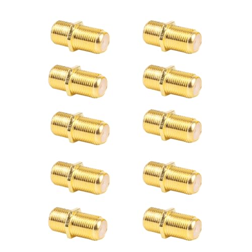 Leloco 10 Stück F Verbinder Sat Kabel Verbinder F Stecker Kupplung, Koaxialkabel Verbinder Sat Kabel Adapter für Koaxialkabel, Antennenkabel, Satellitenkabel von Leloco
