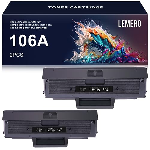 Lemero W1106A Toner Kompatibel für HP 106A für HP Laser MFP 137fwg 135wg 107w 137fnw 135a 107a 135w 135r 107r Toner, 2xSchwarz von Lemero