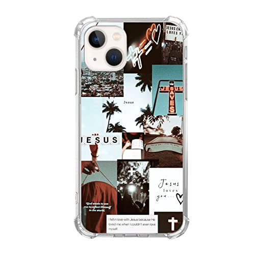 Lemifelgby Christian Aesthetic Hülle Kompatibel mit iPhone 14 Plus, Jesus Kreuz Collage Handyhülle für iPhone 14 Plus, Coole TPU Schutzhülle Handyhülle Cover von Lemifelgby