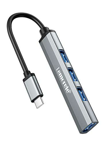 Lemorele USB C Hub 3.0 USB C Adapter, Aluminium Casing 4 Port Data USB Hub with 1 x USB 3.0 and 3 x USB 2.0, USB Adapter for MacBook, iPad, PS4, Xbox, Windows, iOS, Android, USB Flash Drives, Mobile von Lemorele