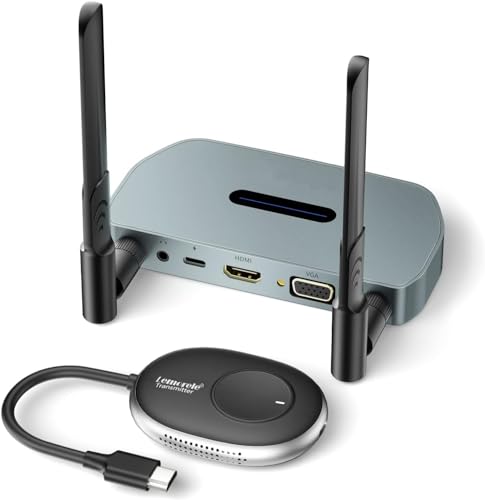 Lemorele Wireless HDMI Transmitter and Receiver,5G HDMI VGA Funkübertragung Unterstützt 8 TXs zu 1RX,164FT/50M 1080P HDMI Kabellos Übertragen for Streaming Audio Video from PC,Laptop to HDTV,Projector von Lemorele