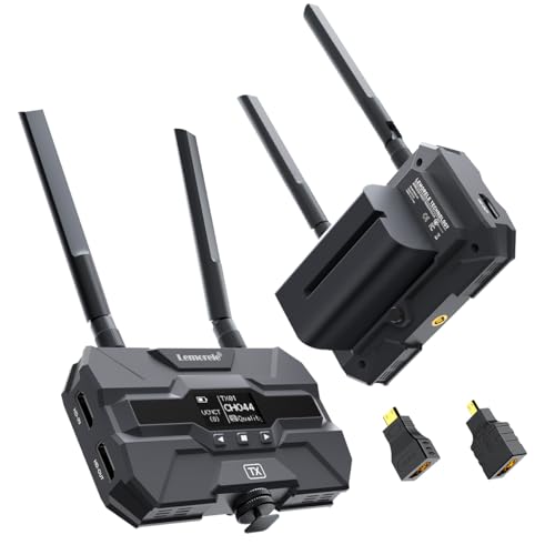 Lemorele Wireless HDMI Transmitter and Receiver mit 2 * 4400mAh Batteries, 200M FHD Drahtloses Videoübertragungs Set mit HDMI Loopout,Support 1TX zu 4RX für Live Stream, Filmemachen und Fotografie von Lemorele