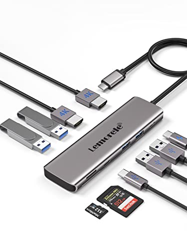 USB C Docking Station, Lemorele 10 in 1 USB C Aluminium Gehäuse Adapter mit Dual HDMI 4K,4 USB 3.0/USB2.0, USB C Daten,100W PD, SD/TF,USB C Hub für PC, Laptop, MacBook, HP, Dell, Lenovo etc von Lemorele
