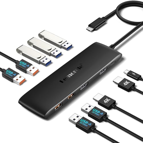 USB C HUB, Lemorele Docking Station 10-in-1 USB C Adapter mit 2 * 4K-HDMI, 4*USB 3.1 Gen 2-10Gbps, 3*USB2.0, 100W PD für MacBook Pro/Air, Dell, HP,Switch,Lenovo usw von Lemorele