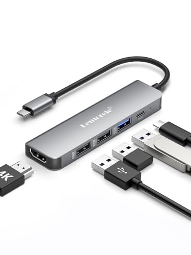 USB C Hub, Lemorele 5 in 1 USB C Multiport Adapter mit HDMI 4K,USB 3.0,2*USB 2.0,Schnell-Ladung PD 100W für MacBook Pro/Air M1, Chromecast, Switch, Windows usw von Lemorele