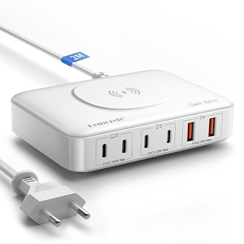 USB C Ladegerät 100W,Lemorele Mehrfach USB C Netzteil 7-in-1 GaN Charger,PD Netzteil 100W kompatibel mit iPhone 15 Pro Max/15 Pro/14 Pro/14 Pro Max, MacBook Pro/Air M2 2022, Galaxy S23 Ultra, S23 von Lemorele