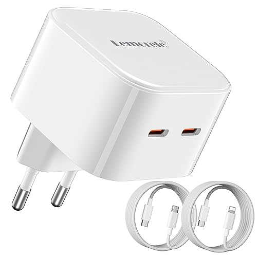 USB C Ladegerät 45W für iPhone 15/15 Pro, Lemorele Schnellladegerät Adapter 2-Port PPS USB C GaN PD Stecker Netzteil mit 2X 2M Ladekabel Kompatibel mit MacBook,i.Pad,Switch,SteamDeck,Galaxy S20+/S21 von Lemorele