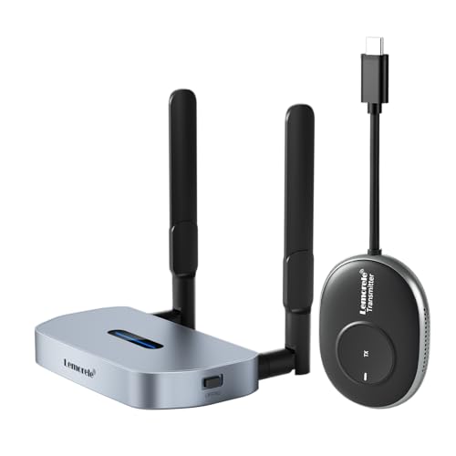 USB C auf HDMI Wireless Transmitter and Receiver Supports 8 TXS to 1 RX for Business and Home,Lemorele 5G/2.4G 50M HDMI Wireless Extender zum Streamen von Video von Laptop/MaBook/Chrombook auf HDTV von Lemorele