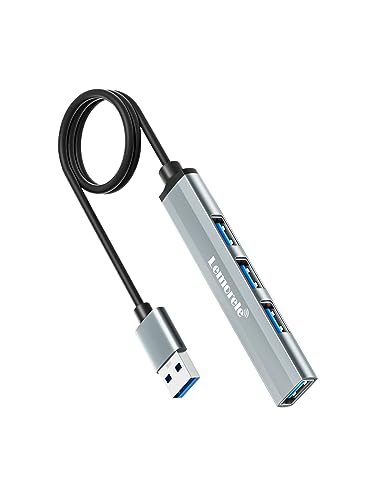 USB Hub mit verlängertem 60cm Kabel,Lemorele USB Hub auf 4 USB 3.0/2.0 Anschlüssen Kompatibel mit MacBook Pro Windows Laptops und Anderen Geräten mit USB-Anschlüssen von Lemorele