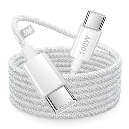 USB C Kabel 100W Weiß, PD3.0 Schnellladekabel USB C auf USB-C Kabel 3M Ladekabel USB-C auf Typ C Nylon Typ C Ladekabel für iPhone 15 16 Pro Max/Plus,iPad Pro/Air,MacBook Air-Pro,Samsung S25 S24 S23 USB C Kabel 100W Weiß, PD3.0 Schnellladekabel USB C auf USB-C Kabel 3M Ladekabel USB-C auf Typ C Nylon Typ C Ladekabel für iPhone 15 16 Pro Max/Plus,iPad Pro/Air,MacBook Air-Pro,Samsung S25 S24 S23 von Lemsen