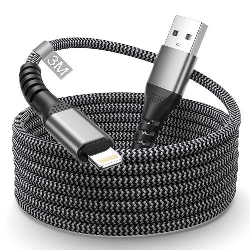 iPhone Ladekabel 3M Lang, USB Lightning Kabel 3M MFi Zertifiziert, Nylon iPhone Kabel USB Lightning Ladekabel iPhone Schnellladekabel für Apple iPhone 14 13 12 11 Pro Max/XS/XR/8/7/6 Plus/5/SE,iPad von Lemsen