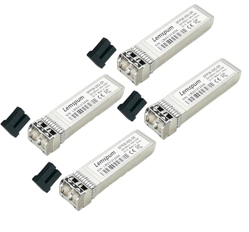 25GBase-SR Multimode SFP+ Transceiver 25G SFP28 850nm 100m DOM Duplex LC MMF Optisches Transceiver-Modul kompatibel mit Intel E25GSFP28SR (4er-Pack, 25GBase-SR|100m) von Lemspum