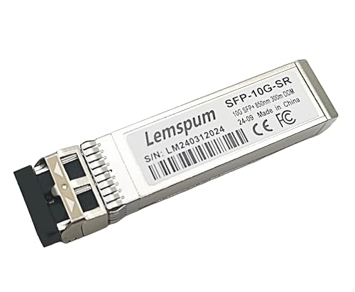 Lemspum 1 x 10G Multimode SFP+ 850nm 300m 10GBASE-SR DDM Duplex LC optischer Transceiver kompatibel mit Ubiquiti UniFi UF-MM-10G, Cisco SFP-10G-SR, TP-Link, Arista, Netgear, Mikrotik, D-Link, von Lemspum