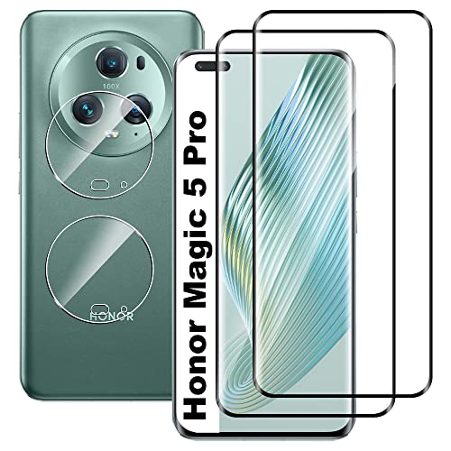 Lemxiee 3D Schutzfolie für Honor Magic 5 Pro Panzerglas [2+2 Stück] Kamera Schutzfolie + 9H Härte Displayschutz Folie,Ultra Dünn Anti-Scratch Displayschutzfolie Panzerfolie von Lemxiee