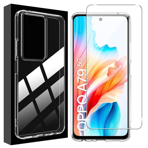 Lemxiee Case für Oppo A79 5G Handyhülle + [1 Stück] Schutzfolie für Oppo A79 5G Panzerglas,Panzerfolie und Weiche TPU hülle für Oppo A79 5G case von Lemxiee