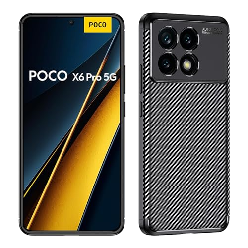 Lemxiee Case für Poco X6 Pro 5G Handyhülle,Kameraschutz Case rutschfest Kohlenstofffaser Weiche Silikon-Schutzhülle für Poco X6 Pro 5G hülle von Lemxiee