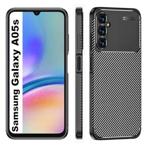 Lemxiee Case für Samsung Galaxy A05s Handyhülle,Kameraschutz Case rutschfest Kohlenstofffaser Weiche Silikon-Schutzhülle für Samsung Galaxy A05s hülle von Lemxiee