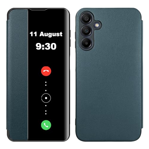 Lemxiee Case für Samsung Galaxy A15 Handyhülle,Premium PU Flip Schutzhülle，Transluzentes PC Sichtfenster Weiche Silikon-Schutzhülle für Samsung Galaxy A15 hülle von Lemxiee