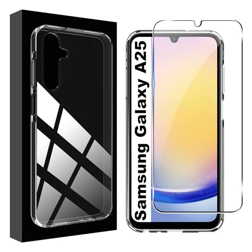 Lemxiee Case für Samsung Galaxy A25 Handyhülle + [1 Stück] Schutzfolie für Samsung Galaxy A25 Panzerglas,Panzerfolie und Weiche TPU hülle für Samsung Galaxy A25 von Lemxiee