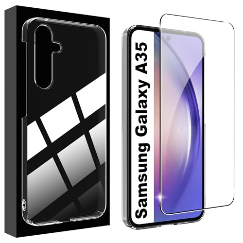 Lemxiee Case für Samsung Galaxy A35 5G Handyhülle + [1 Stück] Schutzfolie für Samsung Galaxy A35 5G Panzerglas,Ultradünnes Hartes PC-Schutzhülle für Samsung Galaxy A35 5G hülle von Lemxiee