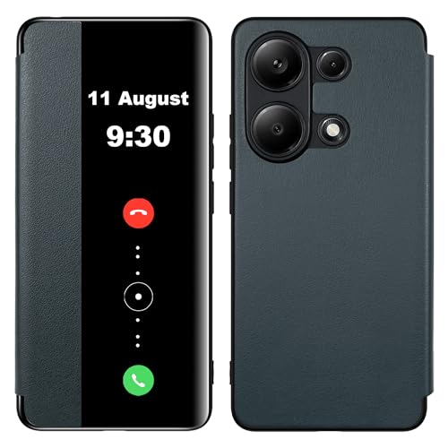 Lemxiee Case für Xiaomi Redmi Note 13 Pro 4G Handyhülle,Premium PU Flip Schutzhülle，Transluzentes PC Sichtfenster Weiche Silikon-Schutzhülle für Xiaomi Redmi Note 13 Pro 4G hülle von Lemxiee